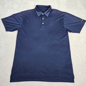DUNNING Golf Polo Shirt Mens Size L Navy Embroidered Logo Performance Breathable